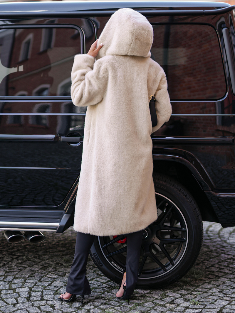 Dámská zimní kožešinová bunda béžová OZONEE JS/11Z8250