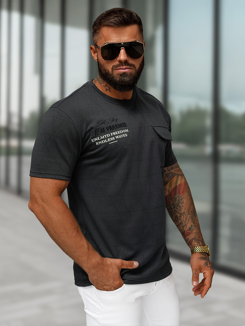 Pánské Tričko Černé OZONEE O/QQ1530