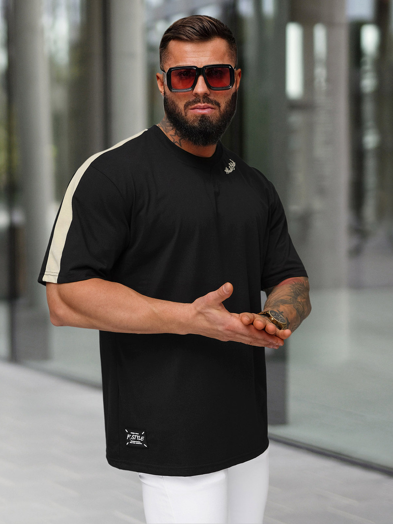 Pánské Tričko Černé OZONEE O/QQ1195