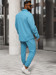 Pánský komplet světle-modrá - košile a kalhoty OZONEE O/3C105