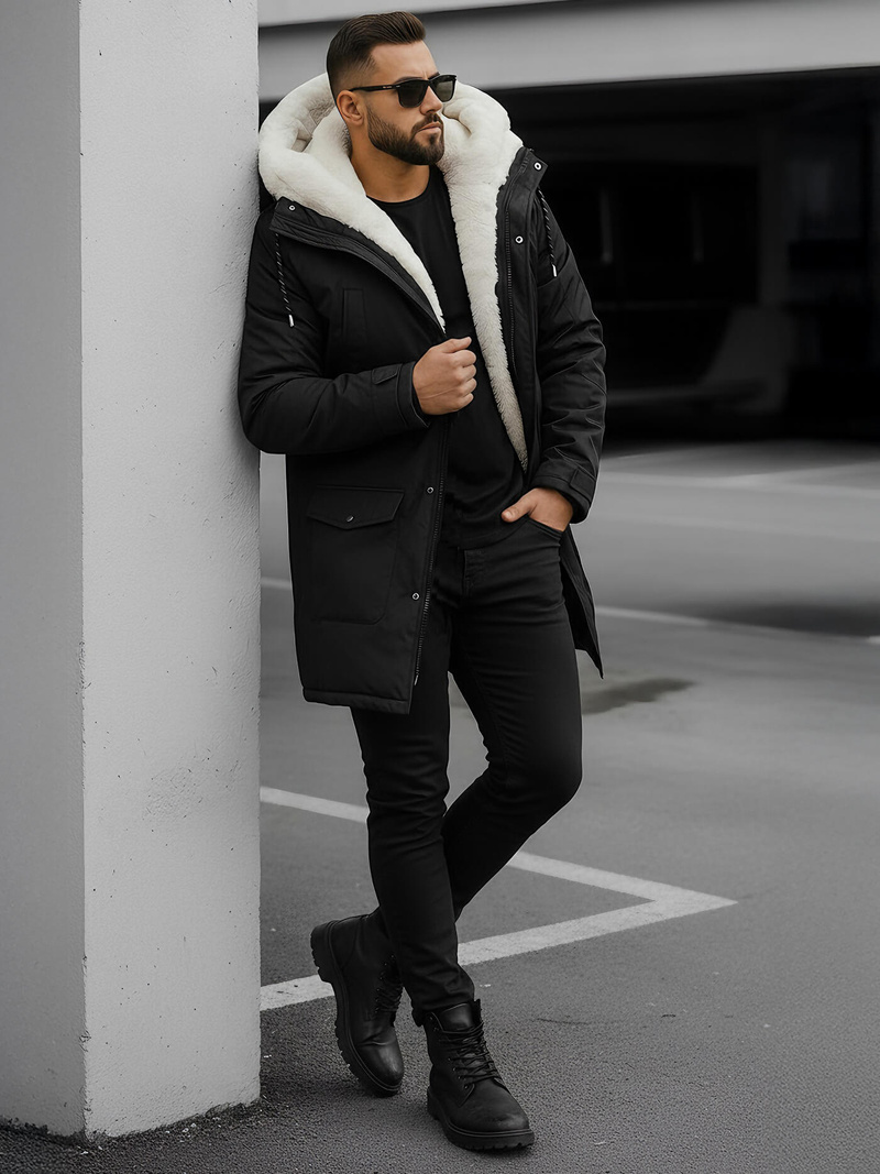 Pánská Zimní Bunda Černá OZONEE JS/5M120/392Z