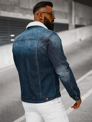 Pánská Džínová Bunda Šerpa Tmavě Modrá OZONEE NB/MJ516BSZ