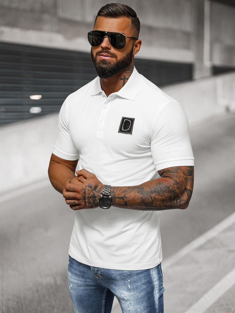 Pánské Polo Tričko Bílé OZONEE NB/MT3105