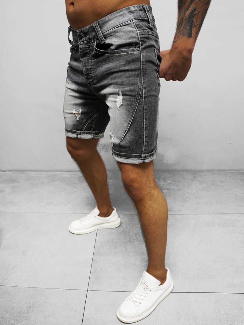 Pánské Džínové Kraťasy Černé OZONEE NB/MP0040N