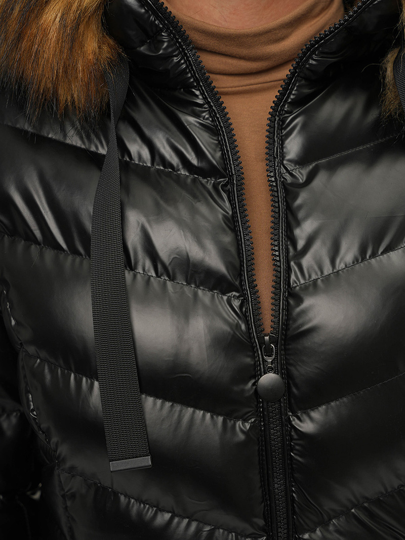 Dámská Zimní Bunda Černo-Hnědá OZONEE JS/M778/392A