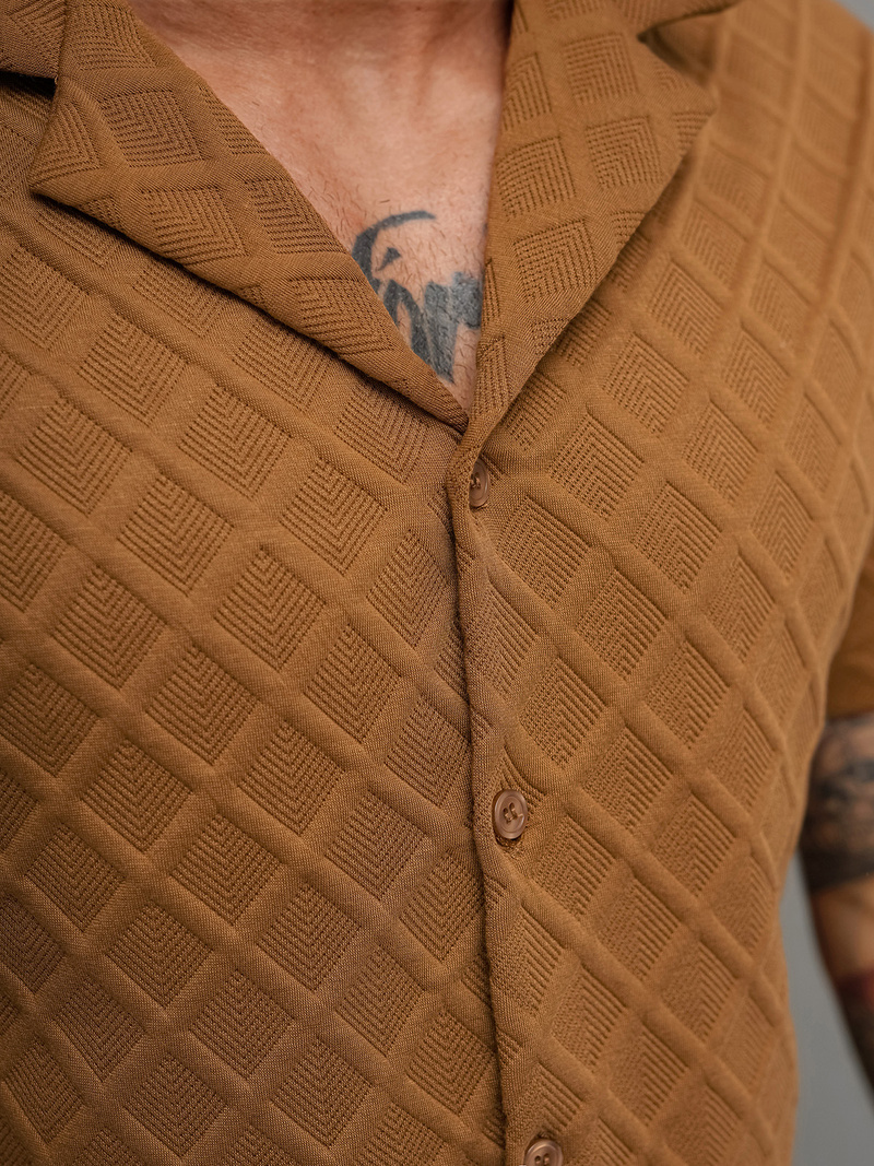 Pánská Košile s Krátkým Rukávem Hnědá OZONEE O/B2257