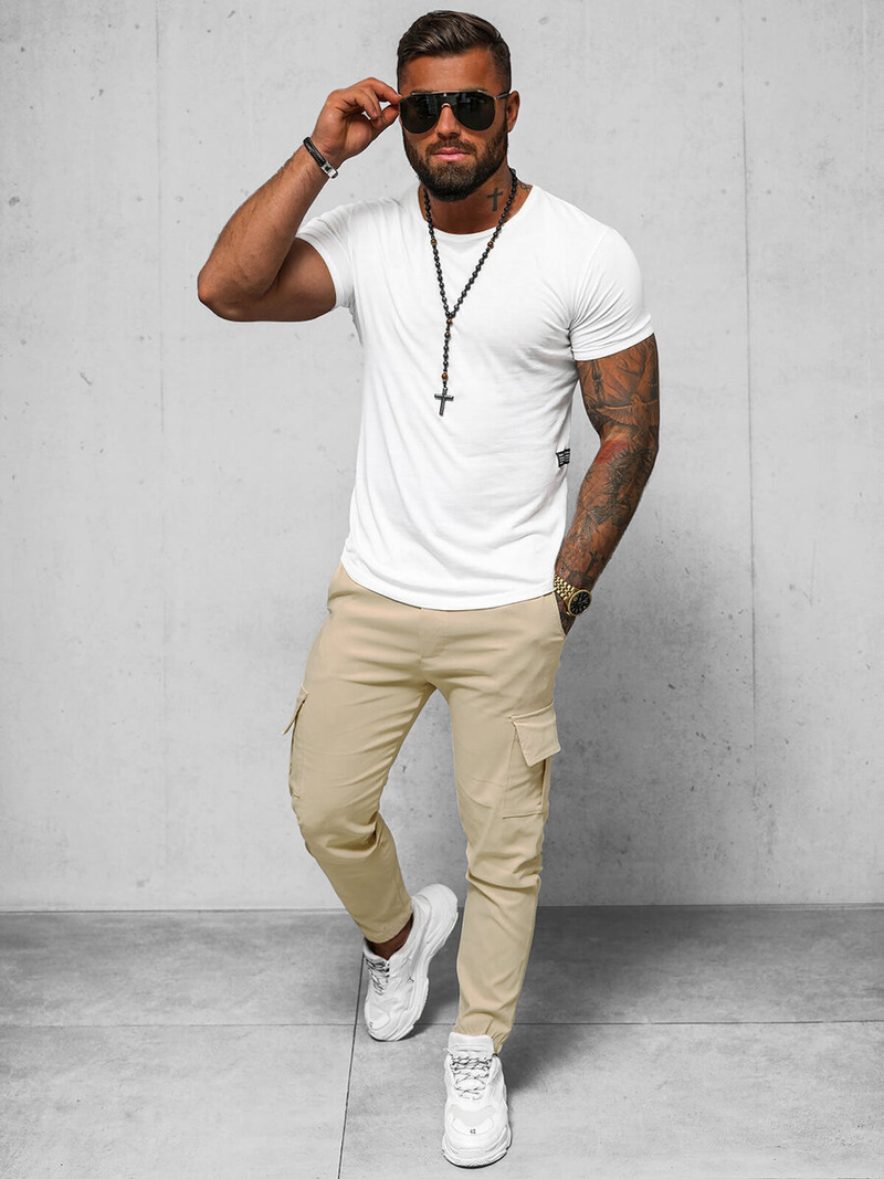 Pánské Chino Kalhoty Béžové OZONEE O/1404SP