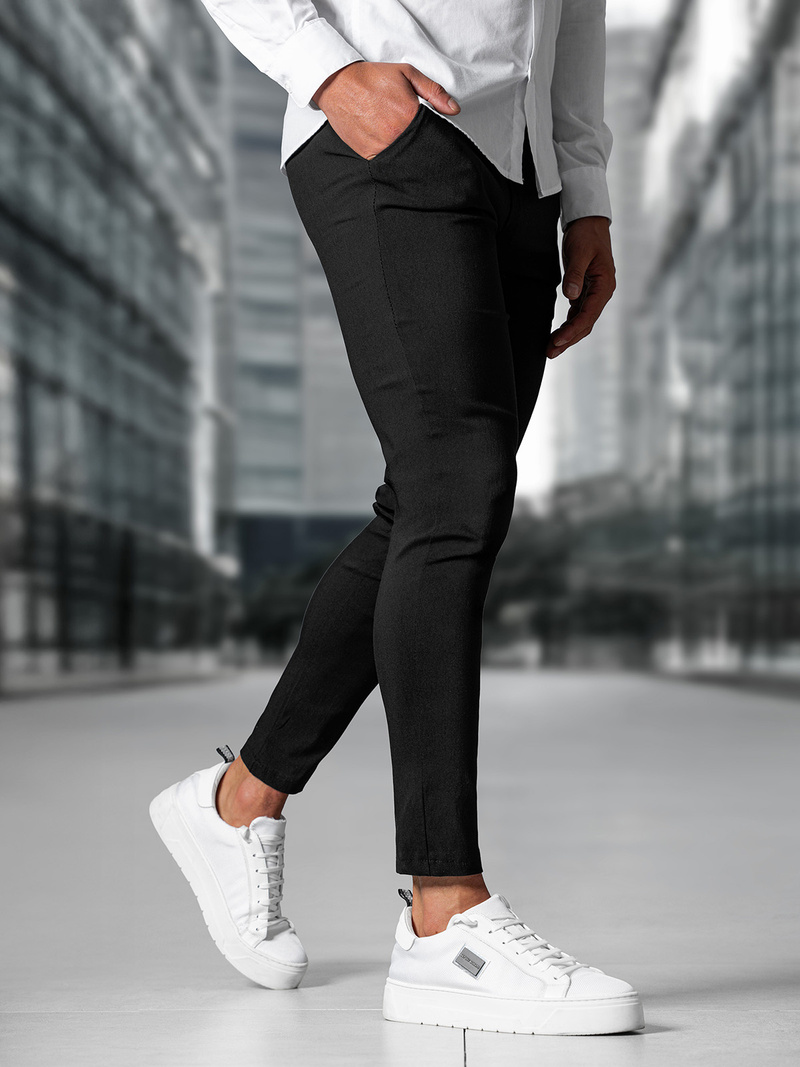 Pánské Chino Kalhoty Černé OZONEE O/P4049Z