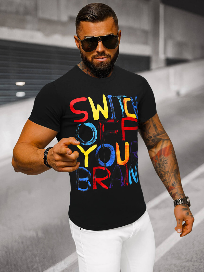 Pánské Tričko Černé OZONEE O/T125/3Z