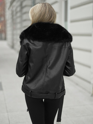 Dámská Koženková Bunda Černá OZONEE JS/61M8507/392AZ