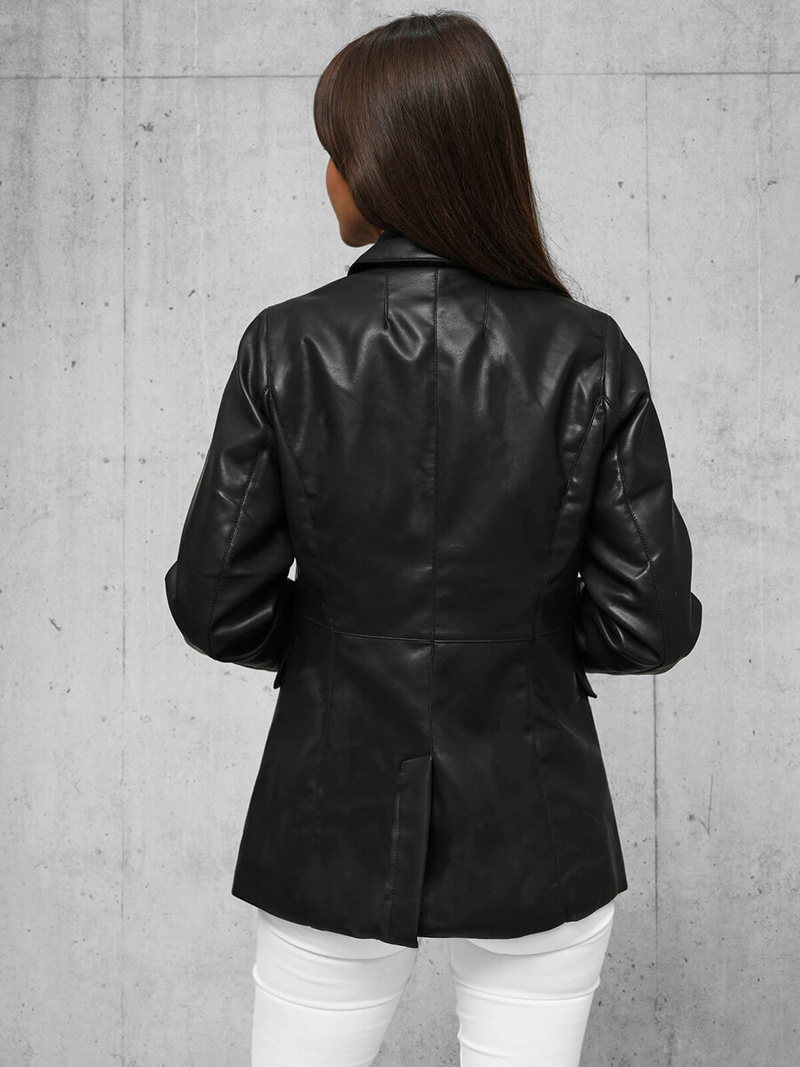 Dámská Kožená Bunda Černá OZONEE JS/11Z8121Z