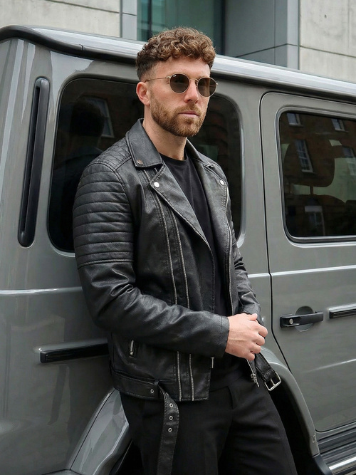 Pánská koženková bunda černá OZONEE JS/11Z8069