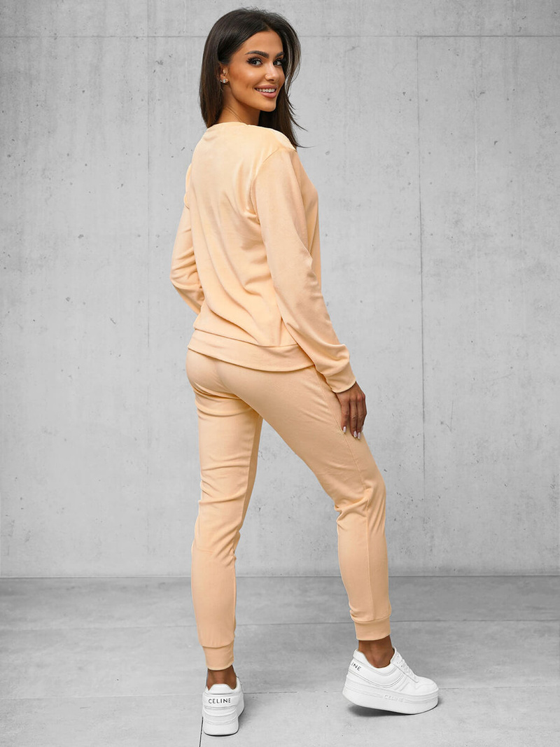 Dámská velurová tepláková souprava lososová OZONEE O/8C1173/150Z