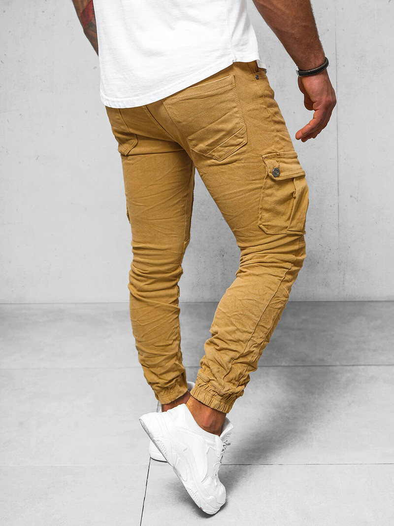 Pánské Džíny Jogger Tmavě-Béžové OZONEE O/E6979H