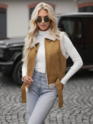 Dámská kožená vesta camelová OZONEE JS/11Z8238Z