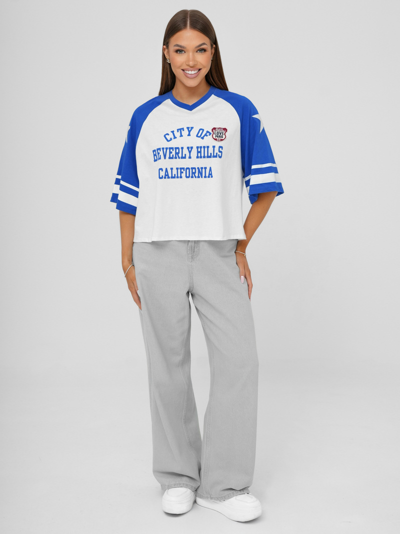 Dámské Tričko Bílo-Modré OZONEE JS/R62493