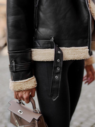 Dámská koženková bunda černo-béžová OZONEE JS/11Z8177