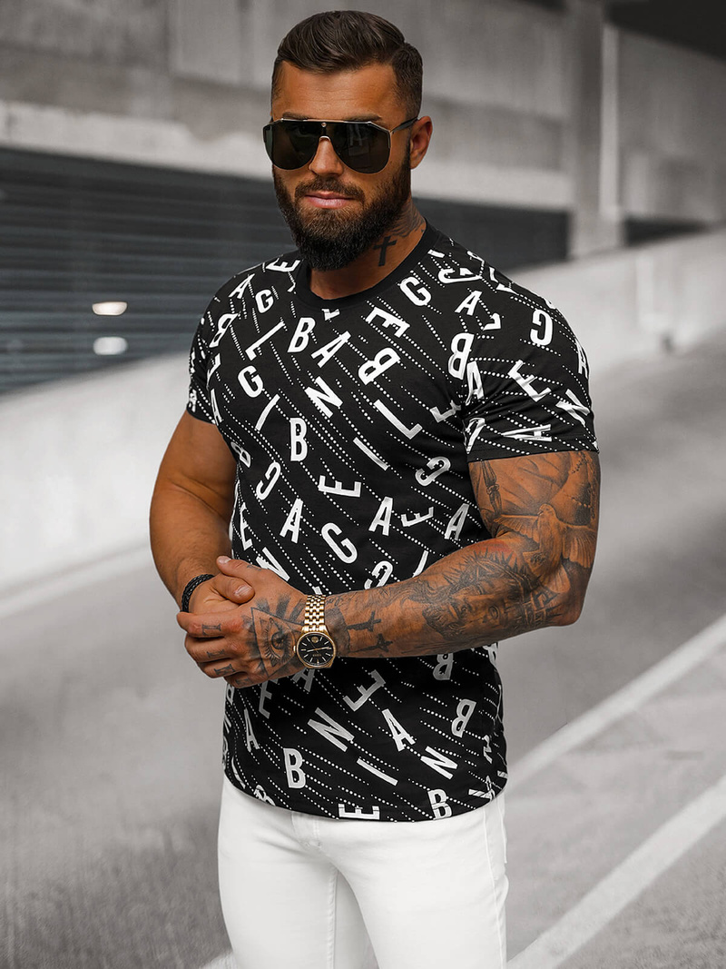 Pánské Tričko Černé OZONEE JS/8T1196/3