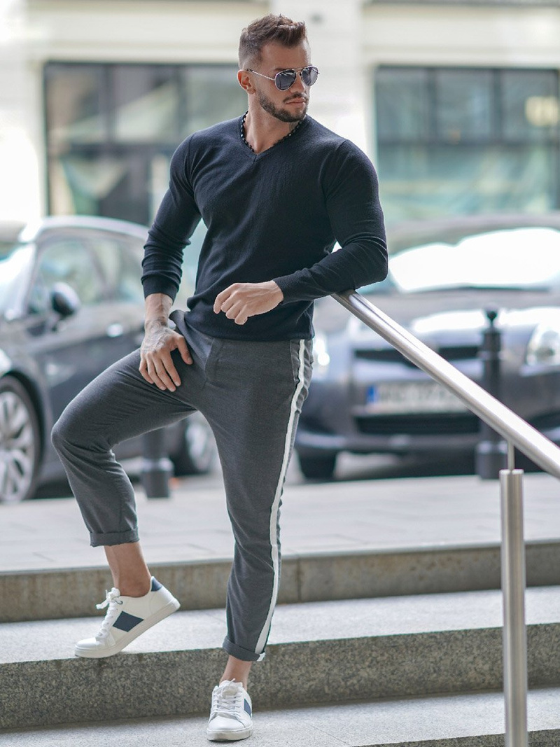 Pánské Chino Kalhoty Grafitové OZONEE DJ/5529Z