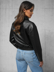 Dámská Kožená Bunda Černá OZONEE O/G116