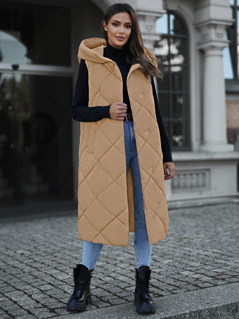 Dámská vesta camelová OZONEE JS/5M3165/84Z