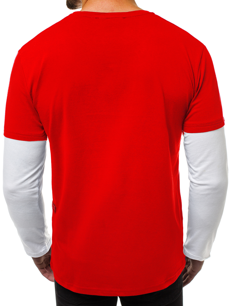 Pánské Tričko S Dlouhým Rukávem Červený OZONEE O/1292Z