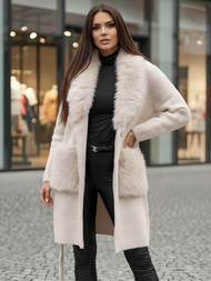 Dámský Kabát Béžový OZONEE JS/53M5200/155Z