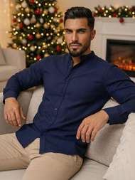 Pánská Košile Námořnická Modřá OZONEE O/V69Z