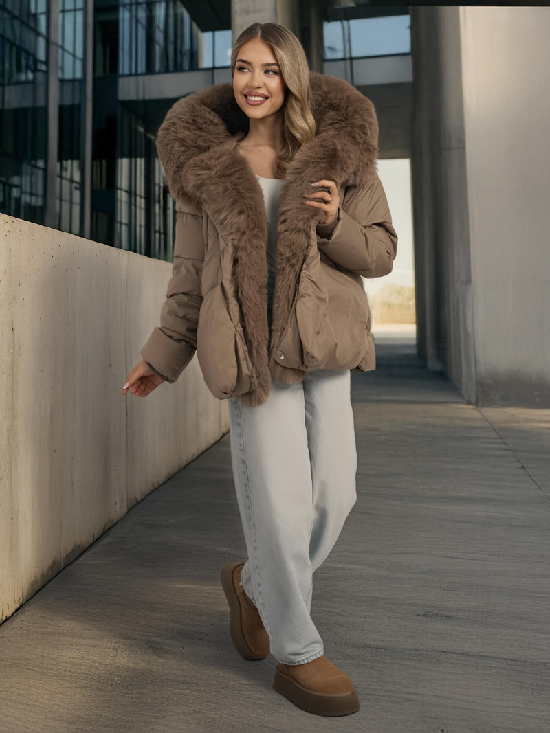 Dámská Bunda Tmavě-Béžové OZONEE O/16M9179/84Z