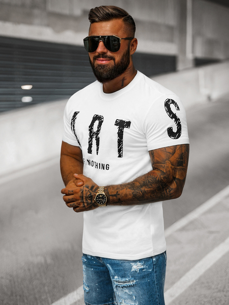 Pánské Tričko Bílé OZONEE O/8T1263/1