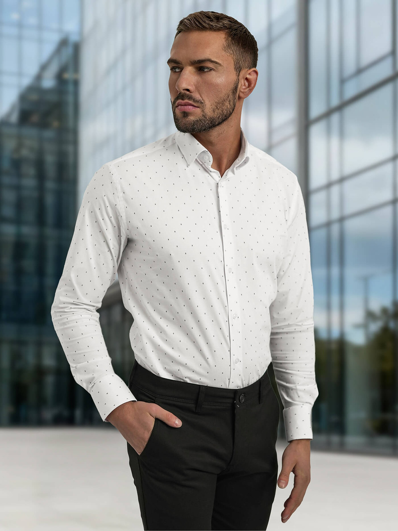 Pánská Košile Bílá OZONEE V/V180