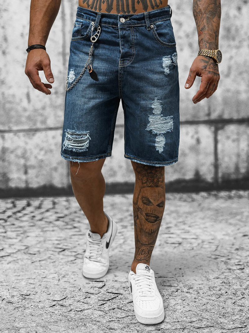 Pánské džínové kraťasy tmavě-modré OZONEE DP/174