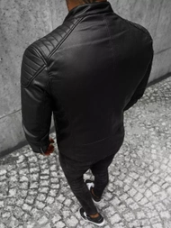 Pánská Koženková Bunda Černá OZONEE JS/11Z8001