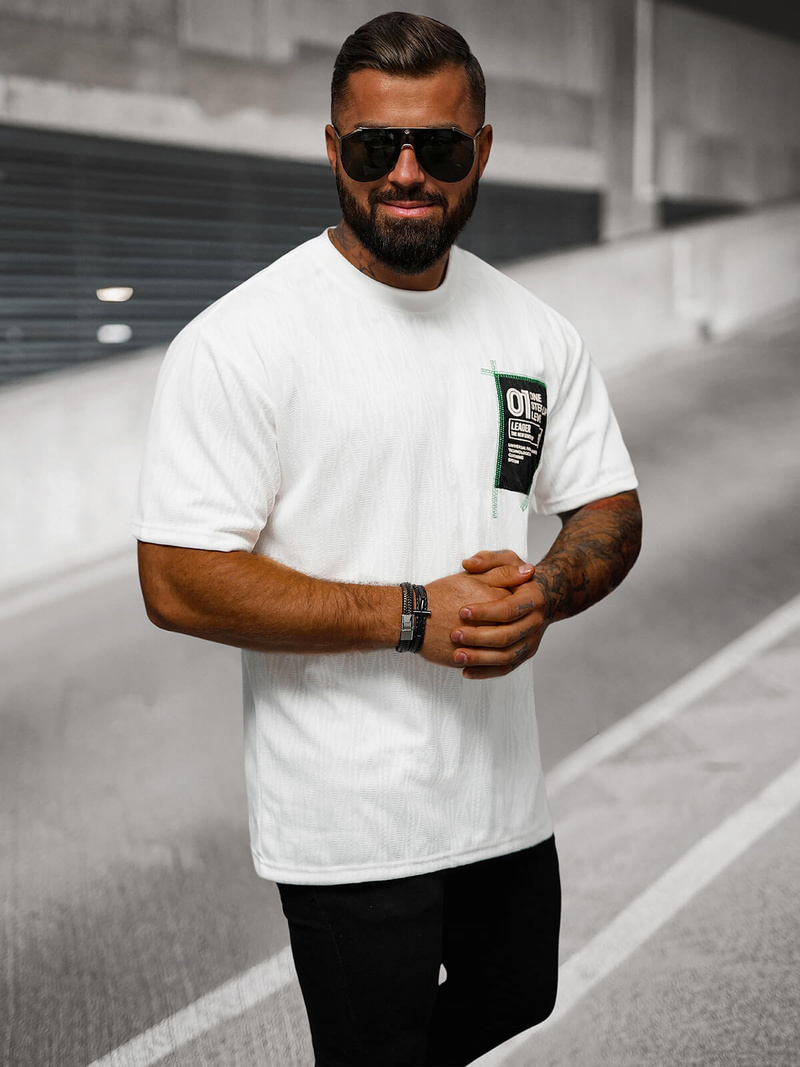 Pánské Tričko Bílé OZONEE O/3C333