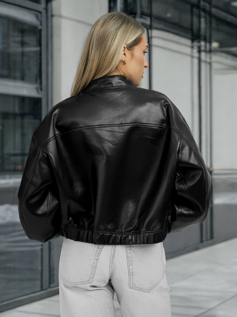 Dámská koženková bunda křivák černá OZONEE JS/11Z8281Z