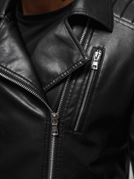 Pánská koženková bunda křivák černá OZONEE JS/11Z8056