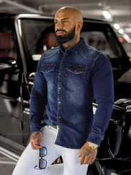 Pánská džínová košile modrá OZONEE O/51410