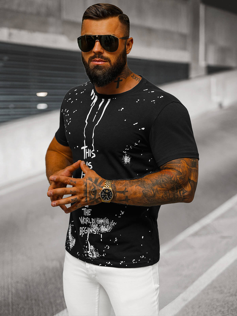 Pánské Tričko Černé OZONEE O/8T1259/3