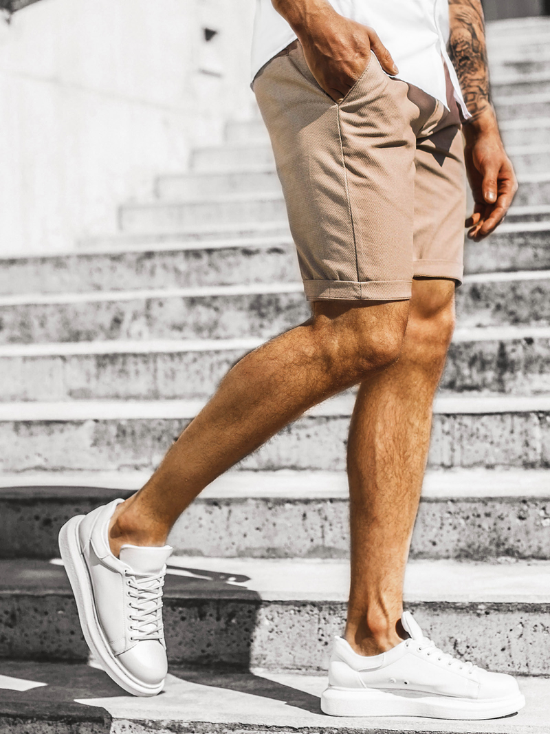 Pánské chino kraťasy Béžové OZONEE DJ/1007