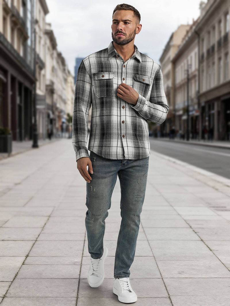 Pánská košile černobílá OZONEE NB/MC728N/4