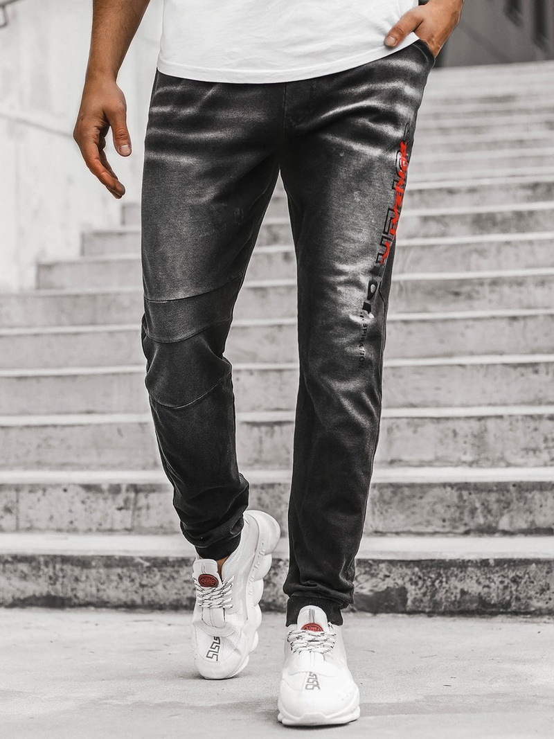 Pánské Džíny Jogger Černo-Červené OZONEE JS/KK1101-2