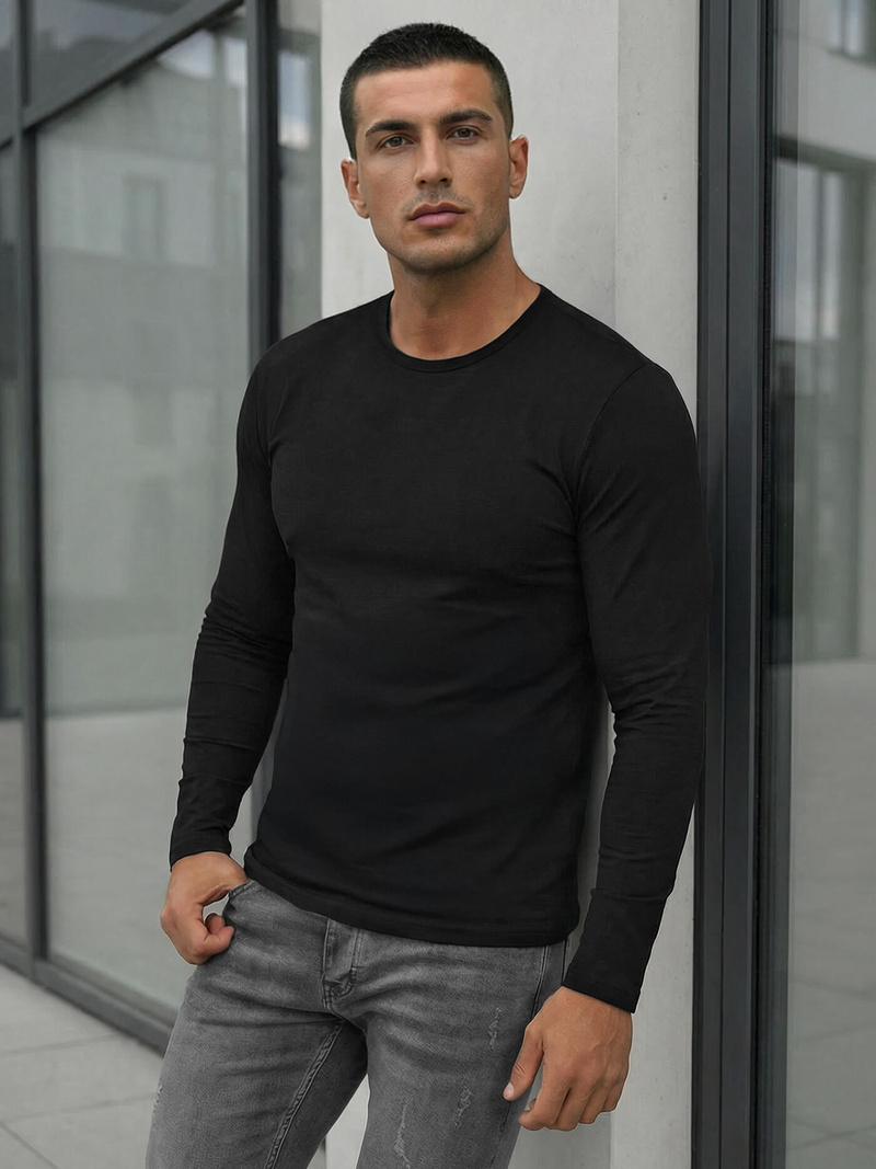 Pánské Tričko S Dlouhým Rukávem Černý OZONEE JS/DB71/1