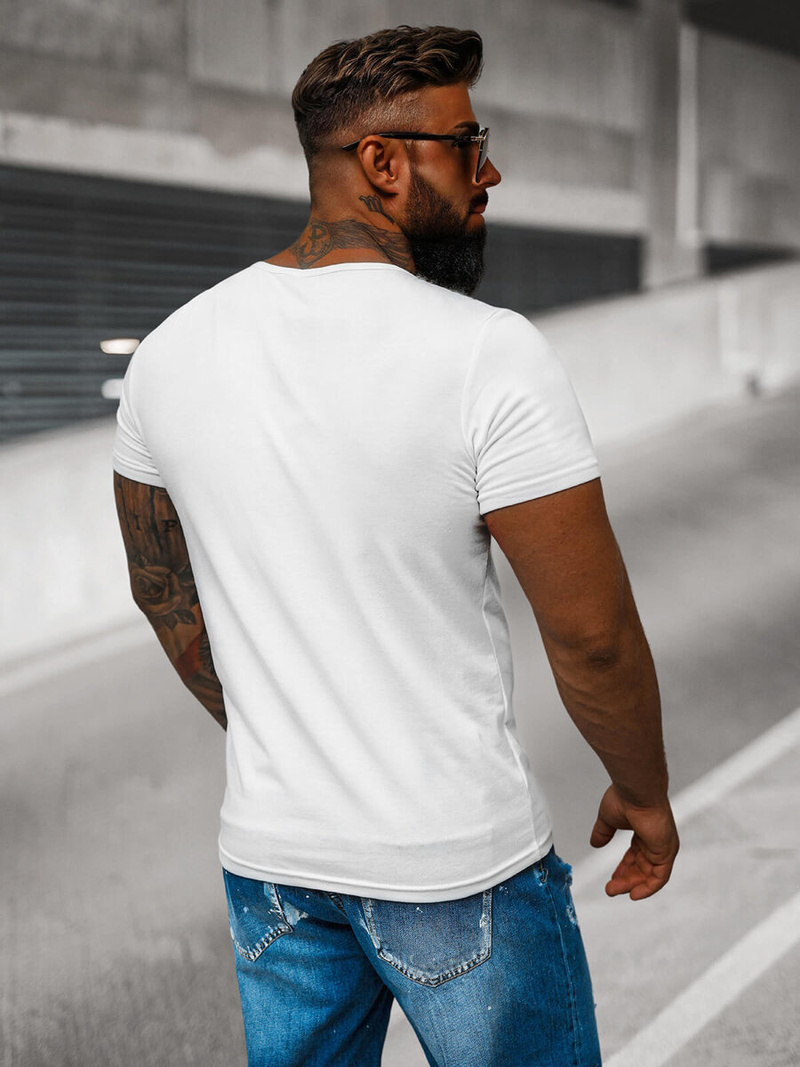 Pánské Tričko Bílé OZONEE JS/712007Z