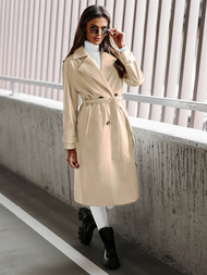 Dámský Kožený Kabát Béžový OZONEE JS/11Z8100