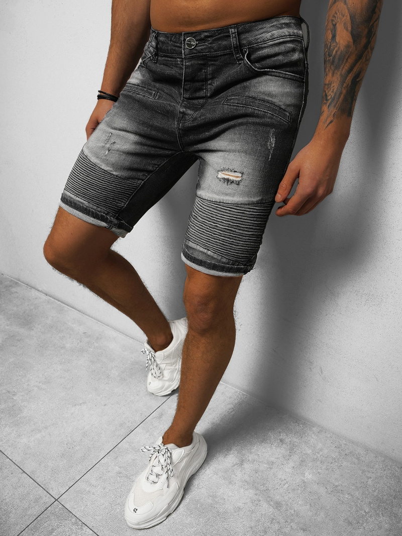 Pánské Džínové Kraťasy Černé OZONEE NB/MP0033N