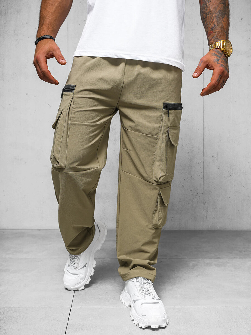 Pánské Kalhoty Tmavě-Béžové OZONEE O/PS5526