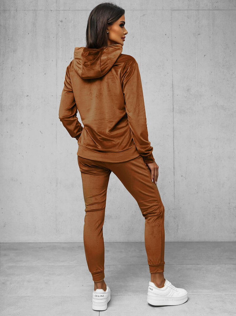 Dámská velurová tepláková souprava hnědý OZONEE O/8C1175/33Z