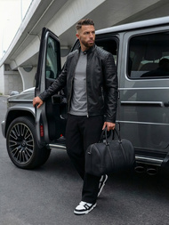 Pánská Koženková Bunda Černá OZONEE JS/11Z8139