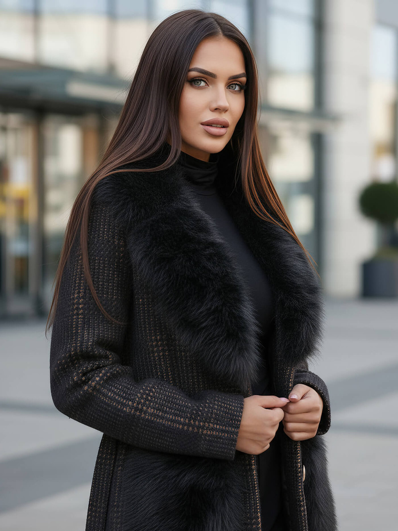 Dámský Kabát Černé OZONEE JS/53M5200/1Z