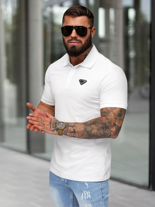 Pánské Polo Tričko Bílé OZONEE NB/MT3122